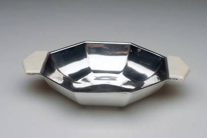 Art Deco silver and ivory sweet dish.